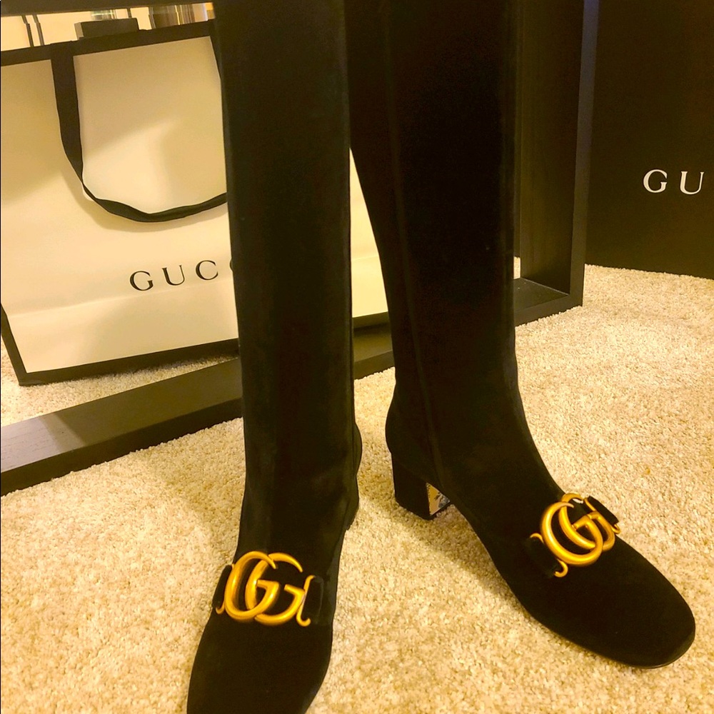 Gucci Velvet Malaga Velvet Knees High Boots